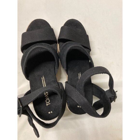 Toms Madelyn Braided Wedge Sandal for Women - Black, Size 6, New with Tag - Picture 4 of 8